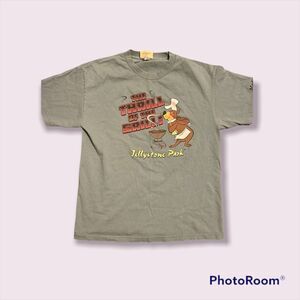 YOGI BEAR JELLYSTONE PARK SHIRT Hanna Barbera cartoons, vtg 90s Lg Green Grill